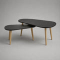 Set di 2 tavolini in MDF e eva solida, organici, neri e naturali, 100 × 50 × 45 cm e 80 × 45 × 38 cm