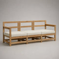 Divano da giardino a 3 posti con cuscini in poliestere ecru, 198 × 70 × 76 cm