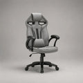 Sedia da tavolo girevole in tessuto e PU grigio e nero, 63 × 65 × 118-128 cm