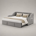 Divano letto rettangolare gigogne 2 posti in tessuto grigio, 205 × 96 × 90 cm, letto 160 × 190 cm