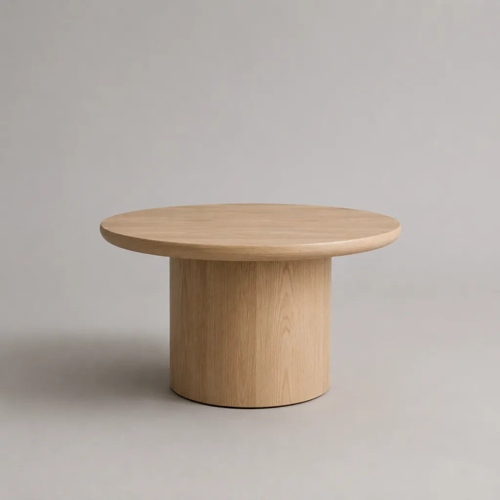 Tavolino rotondo in rovere naturale MDF, Ø 80 x H 45 cm