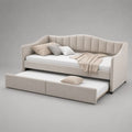 Divano letto zingaro 2 letti in velluto beige, 215 × 100 × 95 cm, 90 × 200 cm e 90 × 190 cm