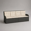 Divano da giardino a 4 posti con 2 contenitori in resina intrecciata PE e acciaio, antracite ed ecru, 240 × 65 × 88 cm