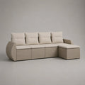 Divano da giardino angolo 4 posti in resina intrecciata beige con meridiano dritto, 270 × 150 × 83 cm